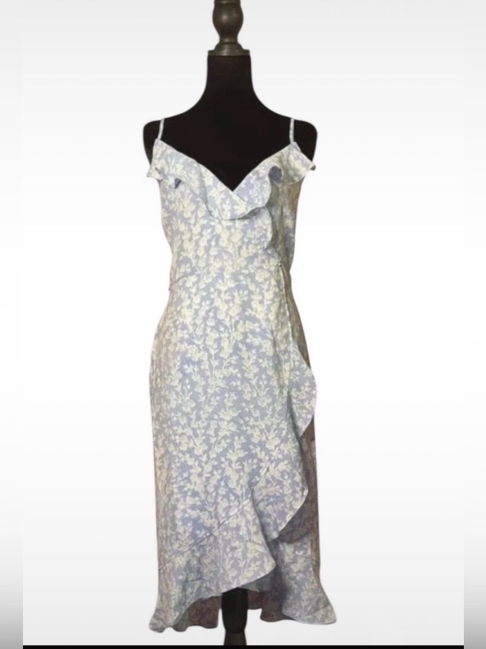 Bar III Light Blue Floral Ruffle Midi Dress